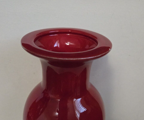 Vintage Ceramic Sang De Boeuf Style Red Glazed Vase - Picture 5 of 19
