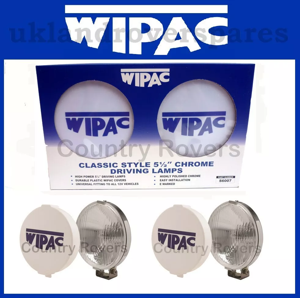 CLASSIC CAR CHROME WIPAC 5.5 INCH DRIVING LIGHTS WITH COVERS