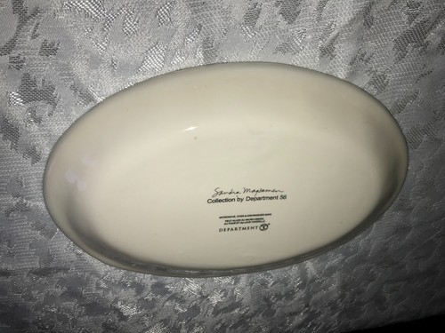 Rare SANDRA MAGSAMEN Dept56 Textured LIVE SIMPLY Script OVAL 8" Long PLATE Dish - 第 12/12 張圖片