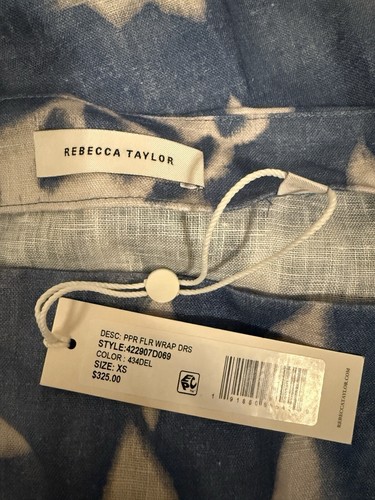 Rebecca Taylor Wickelkleid neu mit Etikett 325 $ Leinen blau Blumen Größe XS - Bild 8 von 13
