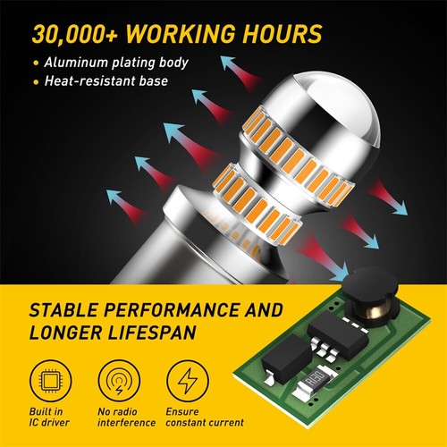 AUXITO 1156 Amber LED Turn Signal Light Bulb Error Free Anti Hyper Flash 2800LM - Foto 3 di 10