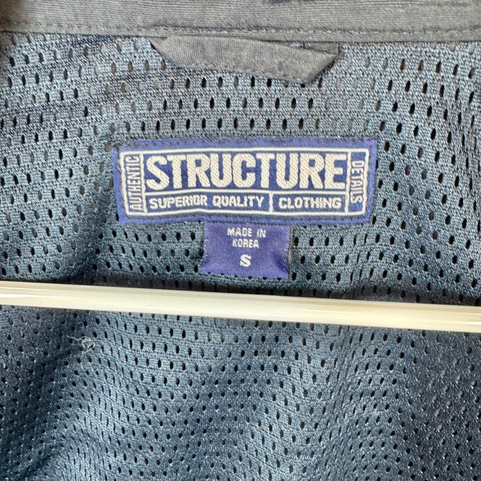 VTG Structure Lightweight Jacket Full Zip Windbreaker Casual Navy Size Small - Image 3 of 4
