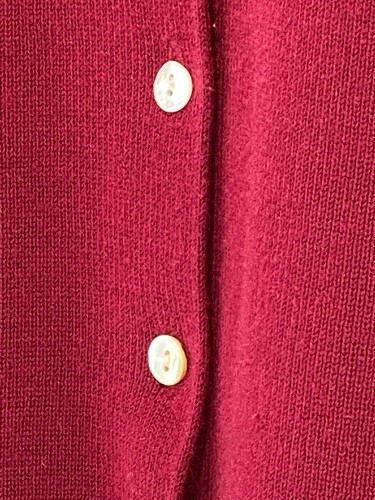 Woman Size L Cardigan Dark Red Abalone Shell Buttons by Tailor B.Moss Company - Picture 8 of 9