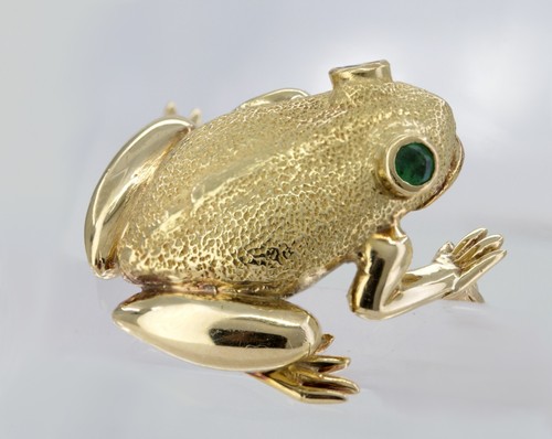 Spilla rana Tiffany & Co., smeraldo, oro giallo 18 carati - Foto 5 di 12