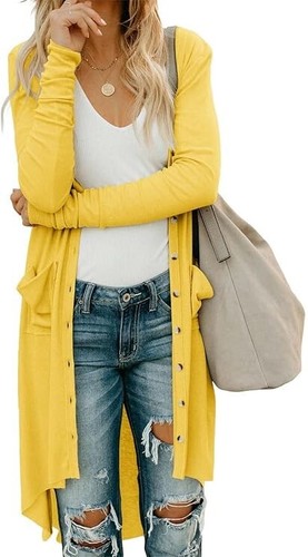 ALASTER QUEEN WOMEN'S OPEN FRONT CARDIGAN BUTTON DOWN HI LOW HEM KNITTED SWEATER