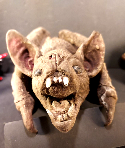 Hängende Vampir Fledermaus Vintage 14" Halloween Dekor Requisite Latex Gummi Spukhaus  - Bild 6 von 6