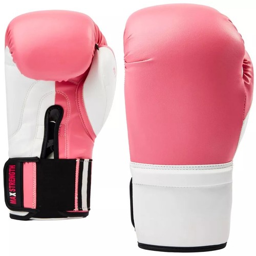 Ladies Pink White Boxing Gloves Jab MMA Gym Fight Training Women Sparring Gloves - Picture 7 of 7