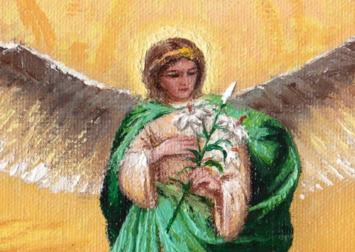 Print on Canvas of Oil Painting Arseni~ Archangel GABRIEL 12" X 5,4" NO FRAME UK - Picture 6 of 11