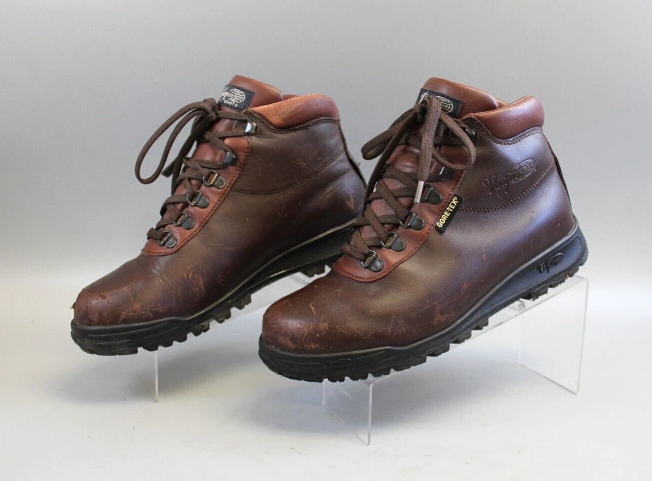 VTG VASQUE GORE-TEX SUNDOWNER RED LEATHER STEEL TOE HIKING BOOTS MENS SZ 7.5M
