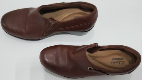 Clarks GENETTE DANBY Shooties donna taglia medio tacco 5,5 M pelle marrone zip laterale - Foto 2 di 9