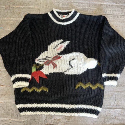 E.V.E. Maglione LTD VNTG donna M/L coniglio coniglietto lavorato a mano Pasqua primavera - Foto 16 di 17