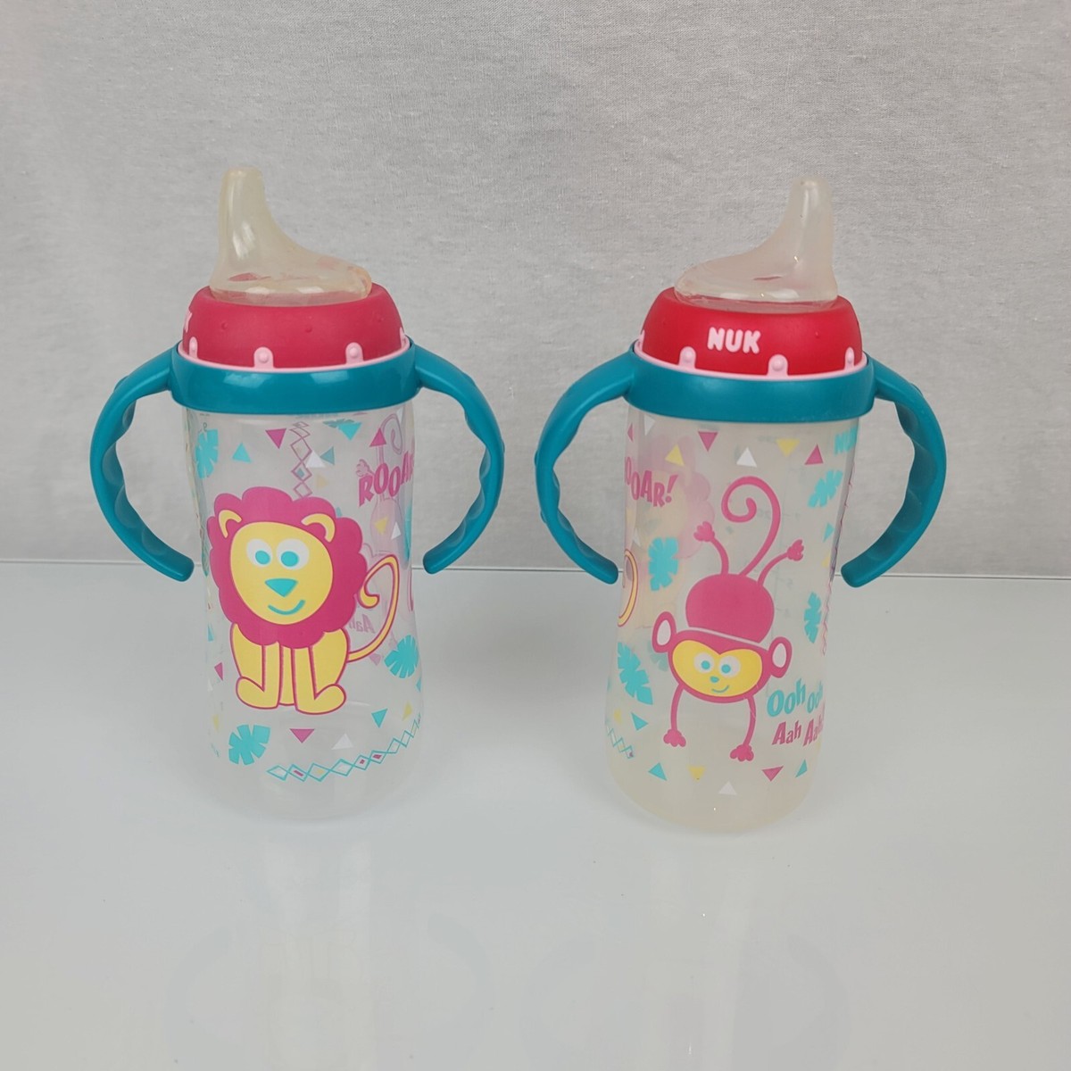 Gerber Nuk Baby Bottle Sippy Cups with Handles Vintage Jungle Monkey Lion  90s 10
