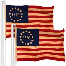 2 Pack: Betsy Ross 1776 Tea-Stained Flag 3x5 Ft LiteWeave Pro Printed 300D Poly