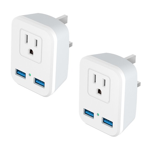 Adaptador de viaje Europa tipo C, G, LPlug EE. UU. a Europa toma de CA y 2 puertos USB - Imagen 22 de 25