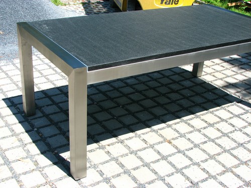 Gartentisch Outdoor-Tisch Terrassentsich Granit Naturstein antik gebürstet 200cm - Bild 6 von 7