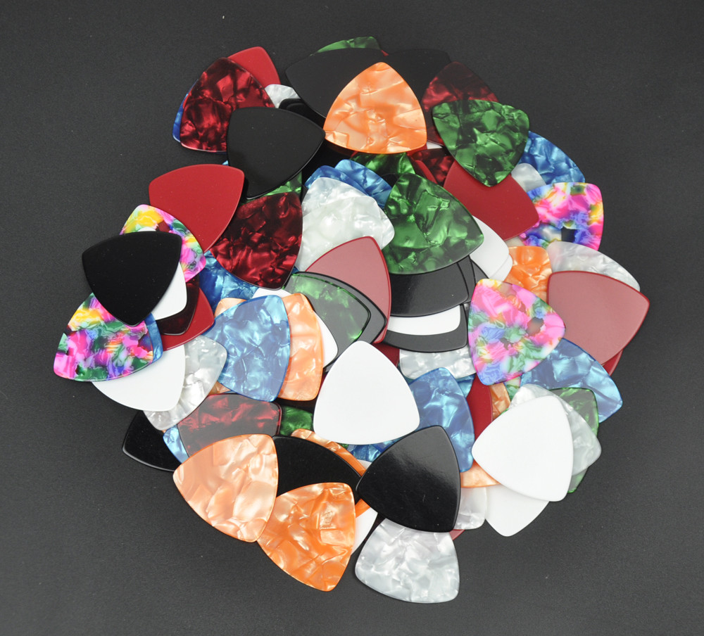 20Pcs Celluloid 346 Rounded Triangle Guitar Picks 0.71mm Assorted Colors