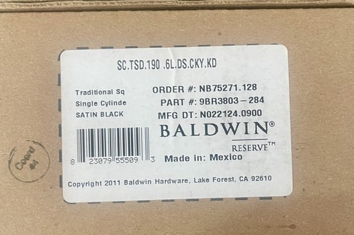 Baldwin tradicional cuadrado de un solo cilindro con llave cerrojo de entrada modelo: SCTSD190 - Imagen 8 de 8