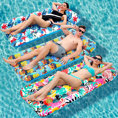 #ad #ad 3 Pack Inflatable Pool Floats Lounger Adult Size Oversized Pool Floaties Sun T