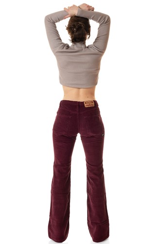 Comycom Damen Cord Bootcut Hose SlimFit bordeaux - Bild 5 von 10