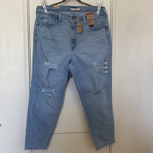 Levi's High Rise Straight Leg Mom Jeans Plus Size 18W Stretch Distressed NWT - Picture 2 of 9