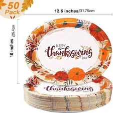 Local warehouse50 Count Thanksgiving Oval Paper Plates, MVL177661