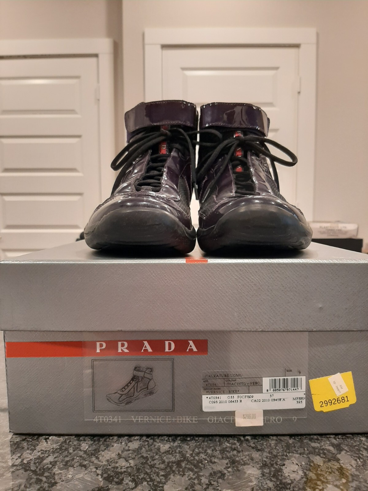 Prada Vernice + Bike High Top Purple Men's 9 w/Or… - image 2