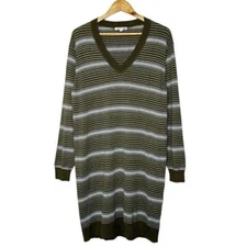 Uniqlo x JW Anderson Womens Linen Blend Knit Dress Size L Olive Stripe Classic