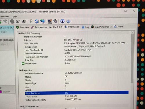 SANDISK 3.8TB 2.5" 6Gb/s SAS SSD SDLLOCDR-038T-5CA1 SXMLLD *512 FORMAT *97% - Afbeelding 7 van 7