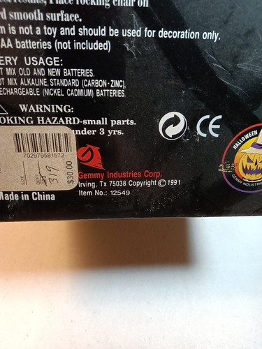 Gemmy 1991 Halloween Rocking Witch Animated Cackling Glow Eyes Sound Activated - Bild 11 von 20