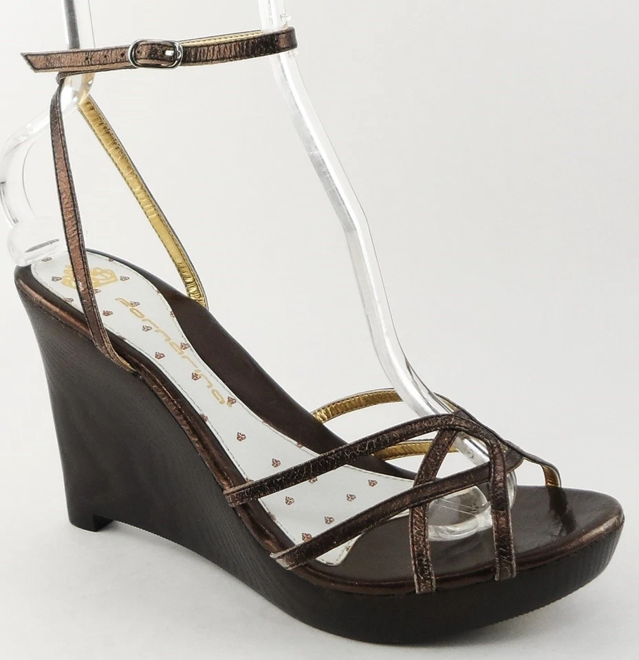 $120 FORNARINA SOPHIE Latón Cuero Metálico agrietado Cuñas de Diseñador 9,5 EUR 41 Foto 2 de 4