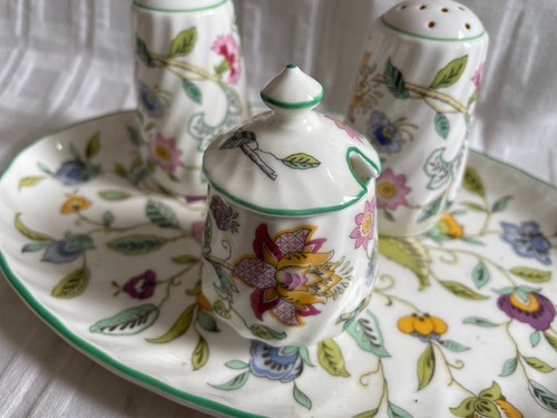 Minton - Haddon Hall - Salt, Pepper & Mustard Pot on a Stand - Picture 3 of 5