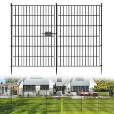 10 Panels No Dig Decorative Outdoor Garden Fence with Gate for Yard, 40 in H ...