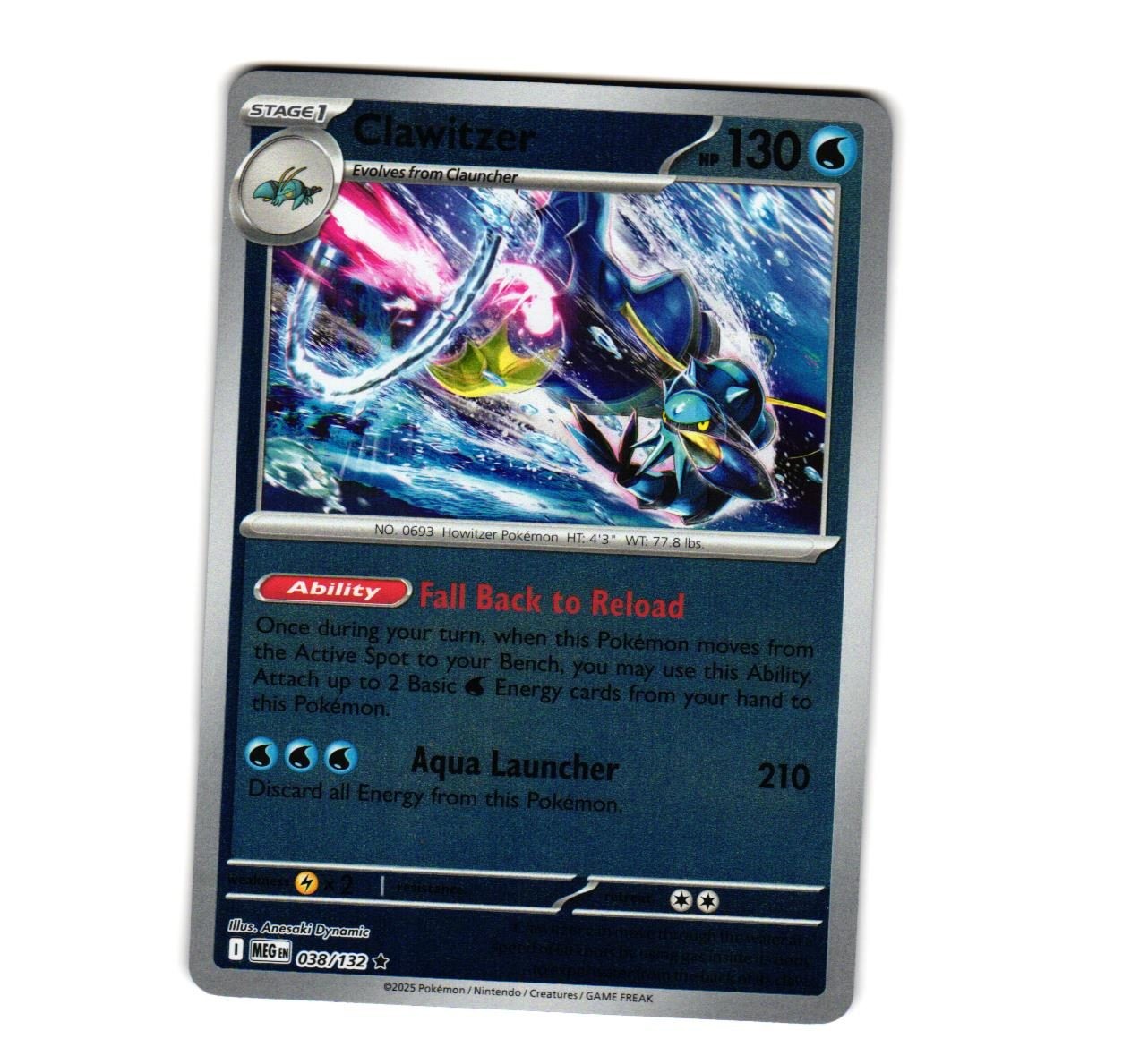 Clawitzer 038/132 Mega Evolution Reverse Holofoil NM