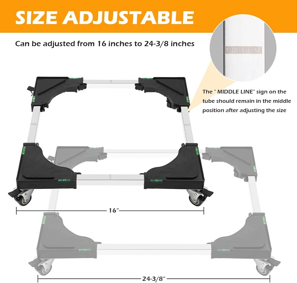Furniture Dolly Adjustable Mini Fridge Stand Washing Machine Stand Mobile Roller - Image 4 of 4
