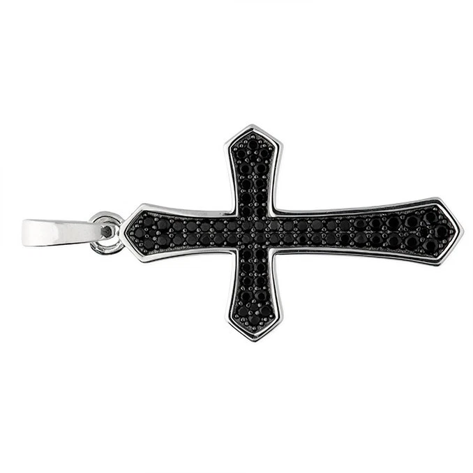 Cruz gótica de ónix para hombre de plata esterlina 925 con sello hecha en Gran Bretaña Foto 3 de 4
