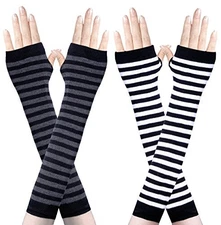  1-4 Pairs Long Fingerless Gloves for Women Arm Warmers One Size Color-a Black