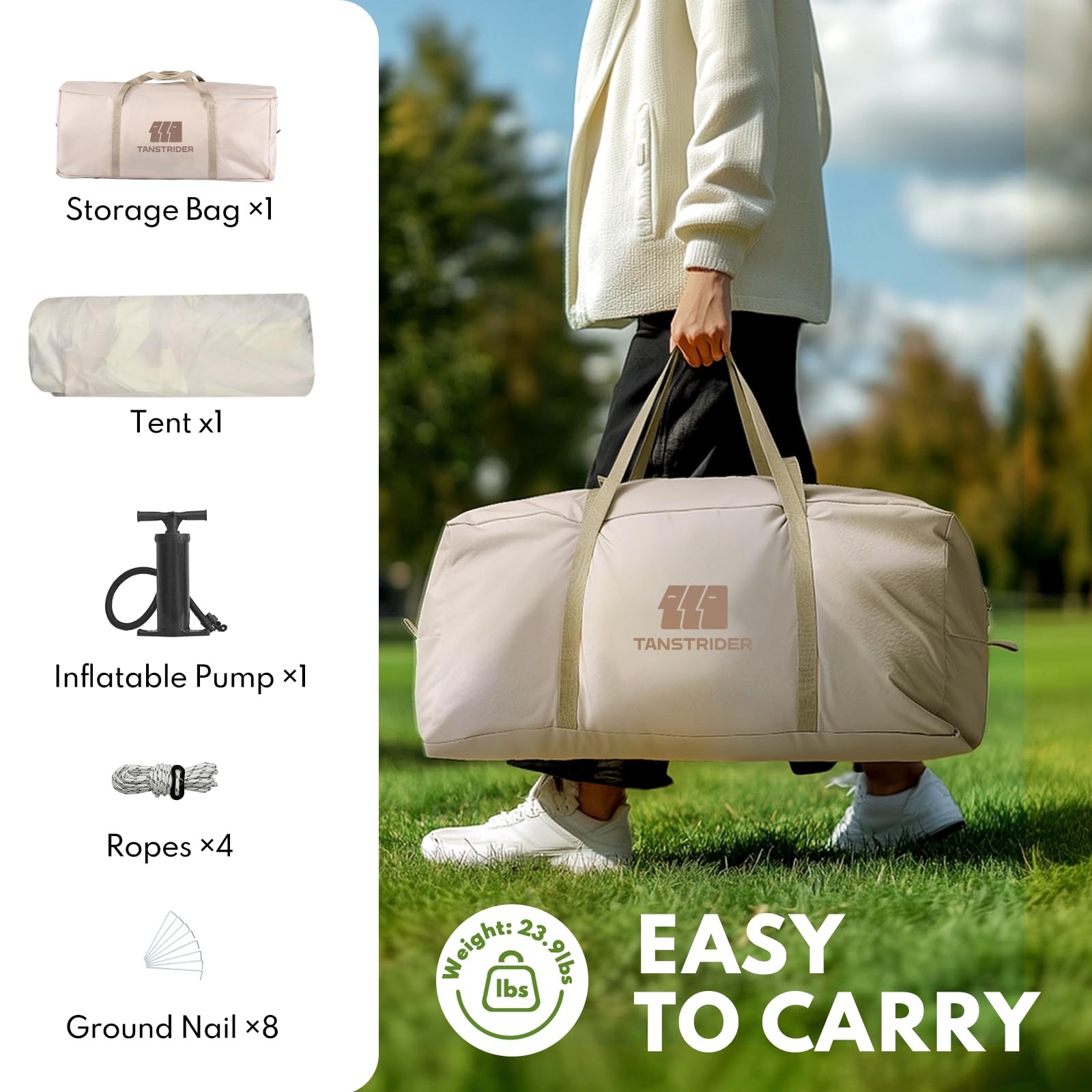 Inflatable Tents for Camping, Blow Up Tent with Hand Pump, 3-4 Person Air Gla...