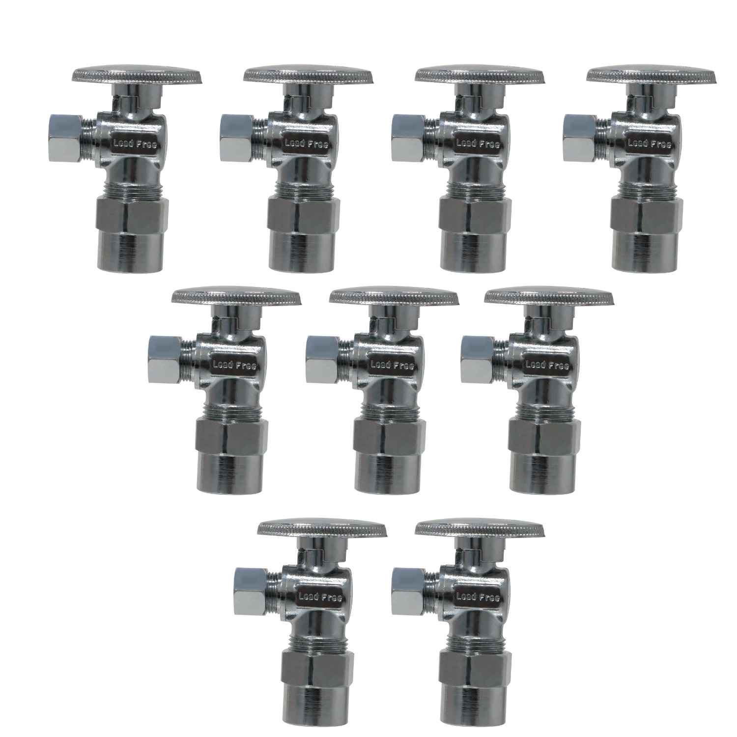 10 Pack XFITTING 1/2" CPVC x 3/8" OD Compression Angle Stop Valve, 1/4 Turn