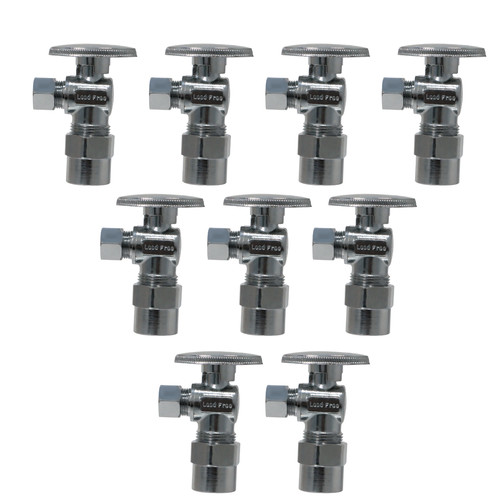 10 Pack XFITTING 1/2" CPVC x 3/8" OD Compression Angle Stop Valve, 1/4 Turn