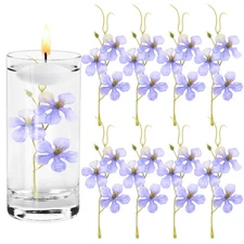 8-Pack Artificial Orchid Flowers Faux Silk Pea Flowers for Home[Purple White]