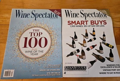 2 WINE SPECTATOR MAGAZINES Top 100 2017 Jan Feb 2018 + Dec 2017- Jan 2018