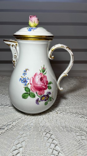 Meißen Porzellan 1.Wahl Kanne 1900er Rose Vergoldung Handmalerei ca 23 cm hoch - Bild 1 von 17