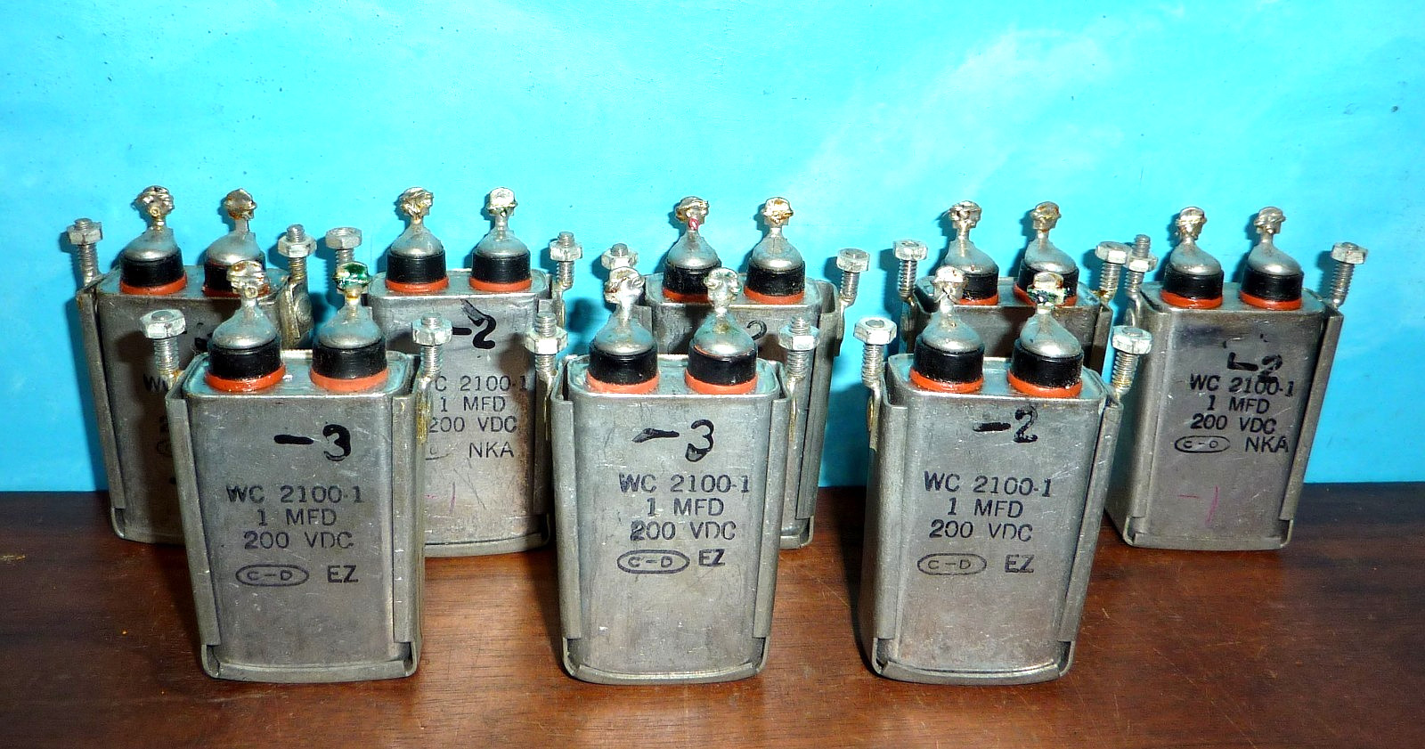 8 Cornell Dubilier Oil Capacitors 1.0uf @ 200VDC w/ Mounts