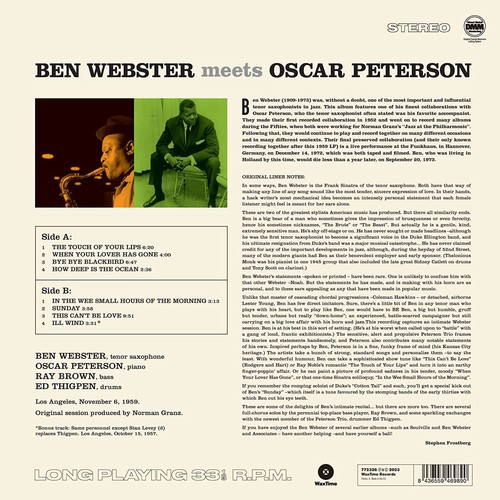 Ben Webster & Oscar Peterson Ben Webster Meets Oscar Peterson (Vinyl) - Picture 2 of 2