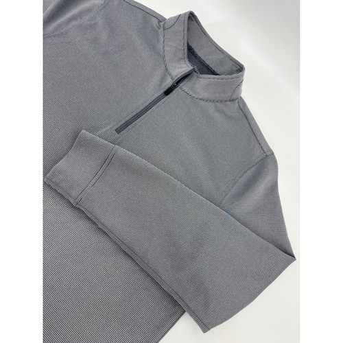 Hickey Freeman, Hickey Freeman Mens Large Grey Micro Stripe Quarter Zip Pullover Sweatshirt