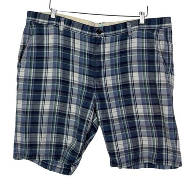 Tommy Bahama Mens 40 Blue Plaid Shorts Linen Tencel Blend Island Coastal Casual
