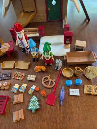 Playmobil 9493 Jeu Boulangerie Père Noël Jouet Noël Elfes Biscuits Set Partiel - Photo 3/10