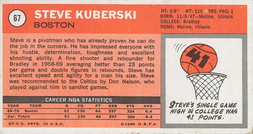1970-71 Topps #67 Steve Kuberski - Picture 2 of 2