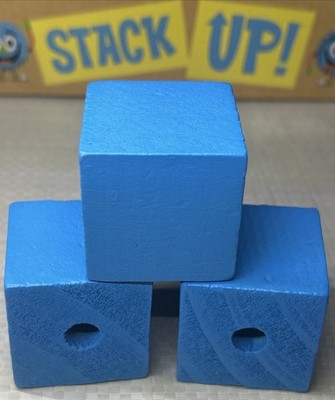 Stack Up Blue Wooden Blocks Lot of 3 Replacement Pieces