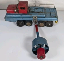 VTG SSS International Japan Tin Litho Toy Car Hauler Truck 16 Wheel Red Blue Old